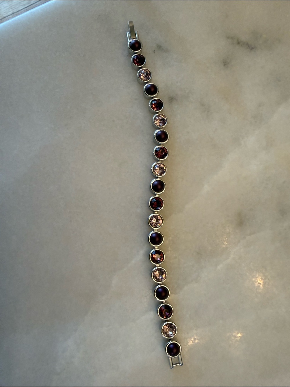 Elegant Purple and Clear Stone Women's Bracelet - Classic Silver Setting